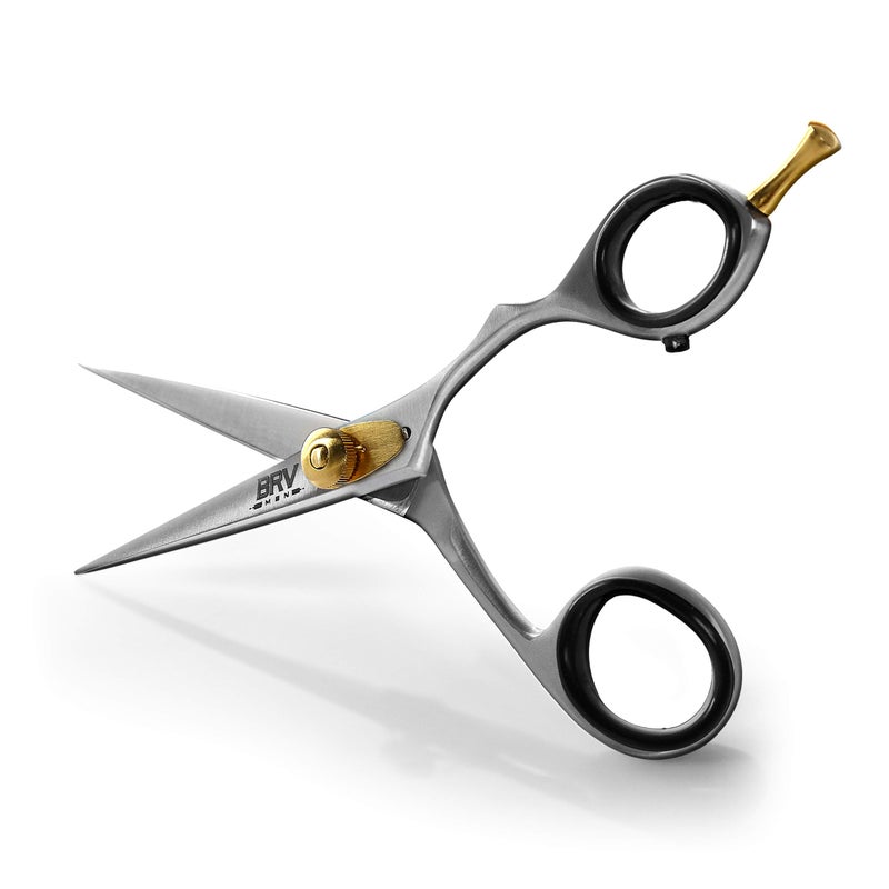 BRV MEN Professional Mustache & Beard Trimming Scissors - 5.5" | High Carbon Stainless Steel & Hammer Forged Mustache Scissors | Razor Sharp Facial Hair Trimming Shears (RIGHT HANDED - Silver) - Image 1